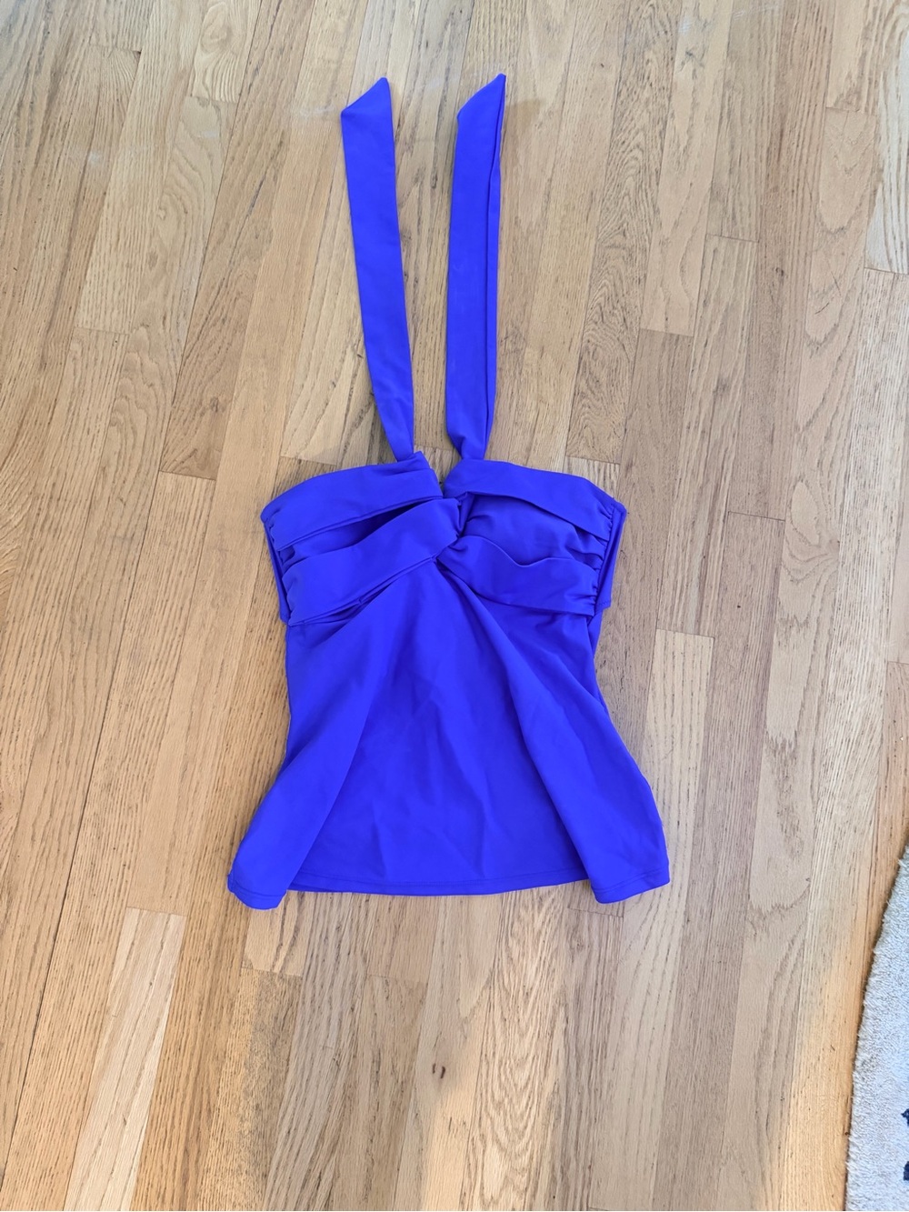 Ladies Size XL "H2OH!" Bright Blue Halter Swim Coverup Top with Twist Detail GUC